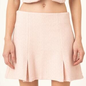C&A Duda Beat Pink Tweed Pleated Mini Skirt Size Small Preppy Rosa Boucle